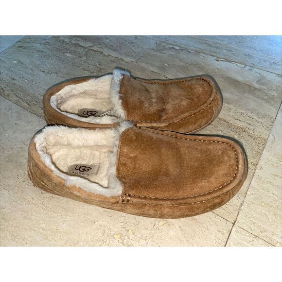UGG Shoes - UGG‎ Australia women Ascot Chestnut Brown 5775 Suede Sheepskin Loafer Sz 9